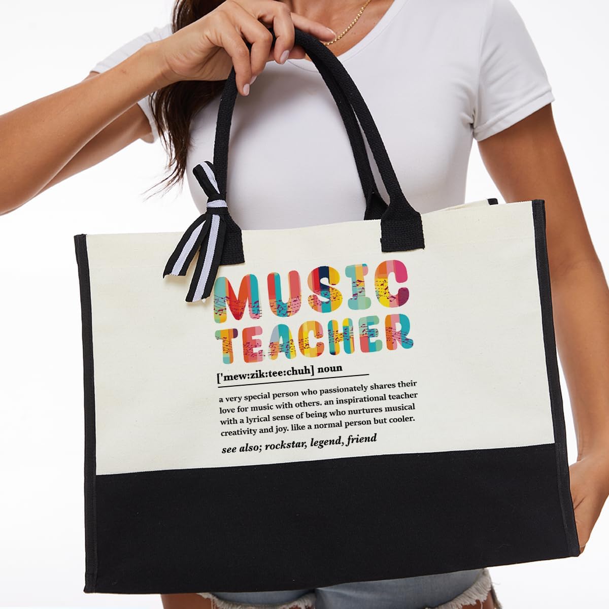 Music Teacher Appreciation Gifts Thank You Piano Teacher Gifts Music Teacher Christmas Birthday Retirement Tote Bag - Image 2