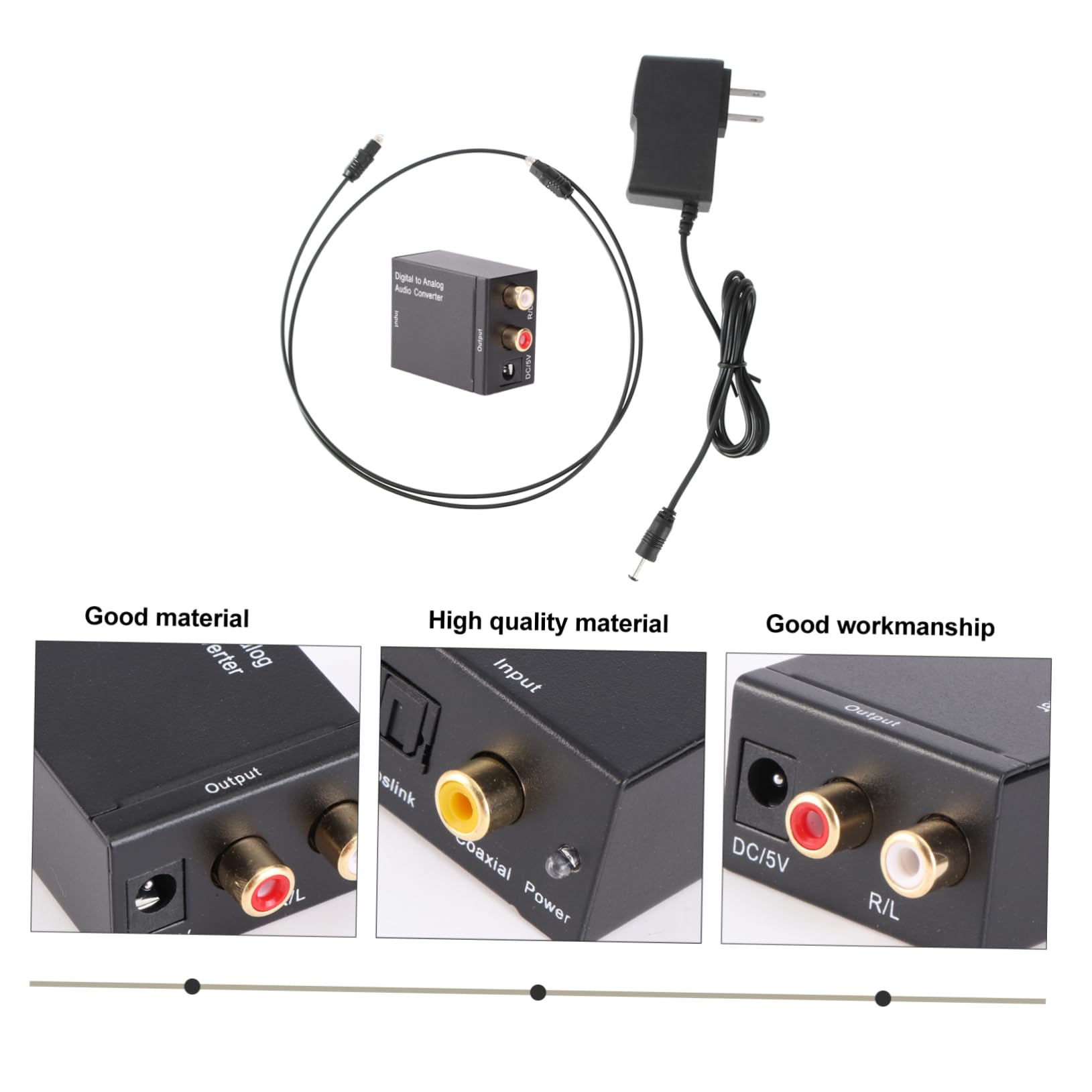 UPKOCH 3pezzi Convertitore Audio Digitale Analogico Coassiale Spdif Per Tv e Dvd Compatibile Con Sistemi Home Cinema e Amplificatori Design Compatto e Leggero Include Cavo Ottico