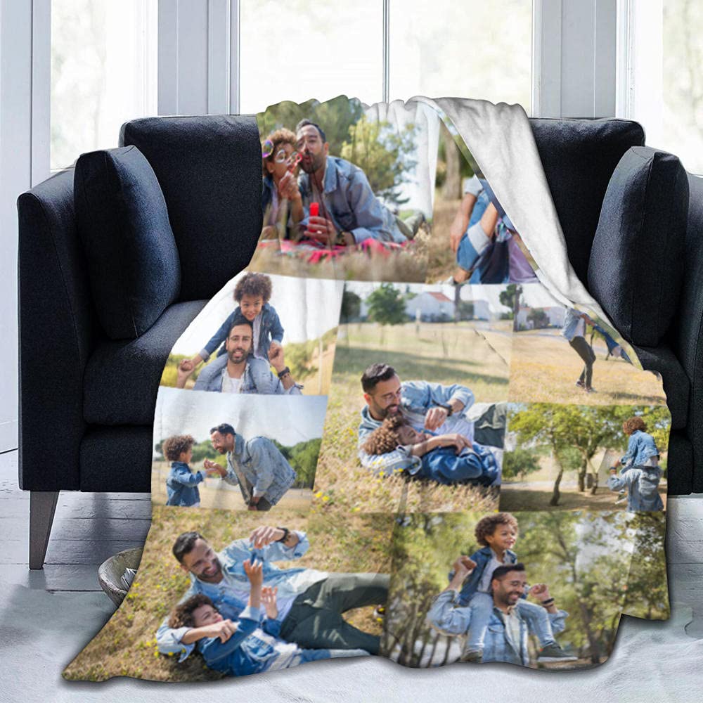 Gudina personalised blanket Custom Blanket with Photos Text.Custom Blanket with 1-9 Photo Collages.Flannel Blankets for Family Birthday Wedding Gift Fits Couch Sofa Bedroom Living Room-180cmX200cm - Image 2