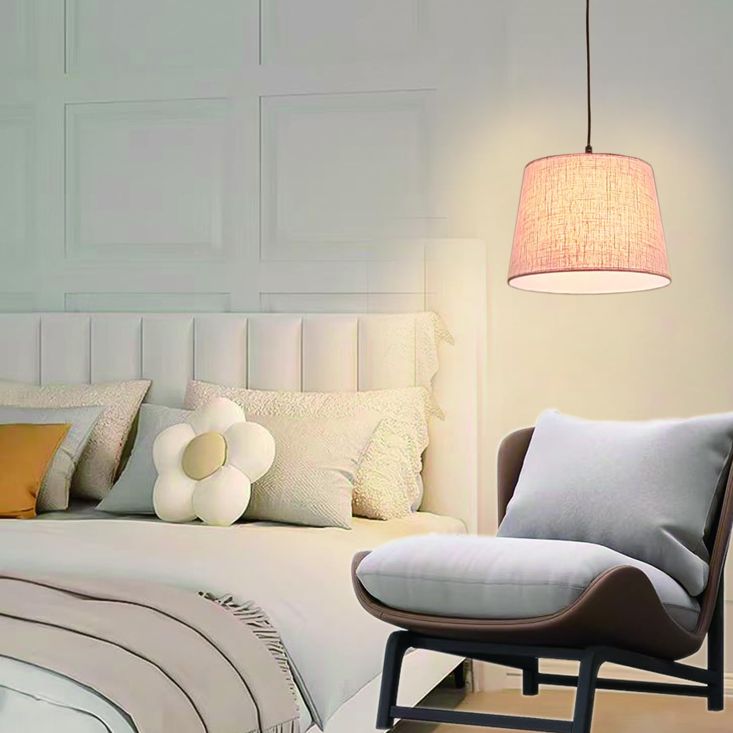 Plug in Pendant Light Kit Hanging Ceiling Lamp 16ft Extension Cable Socket Cord Switch Button Single Bulb E26 Base Fixture Lantern Bedroom Basement Workshop Warehouse Yard Garden