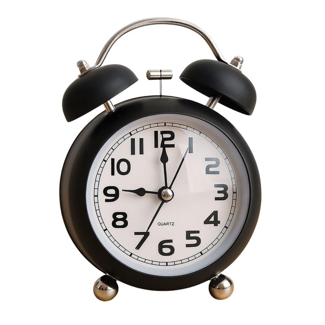Solvanta Retro Twin Bell Alarm Clock Antique Analog Green 3.7x5.2in