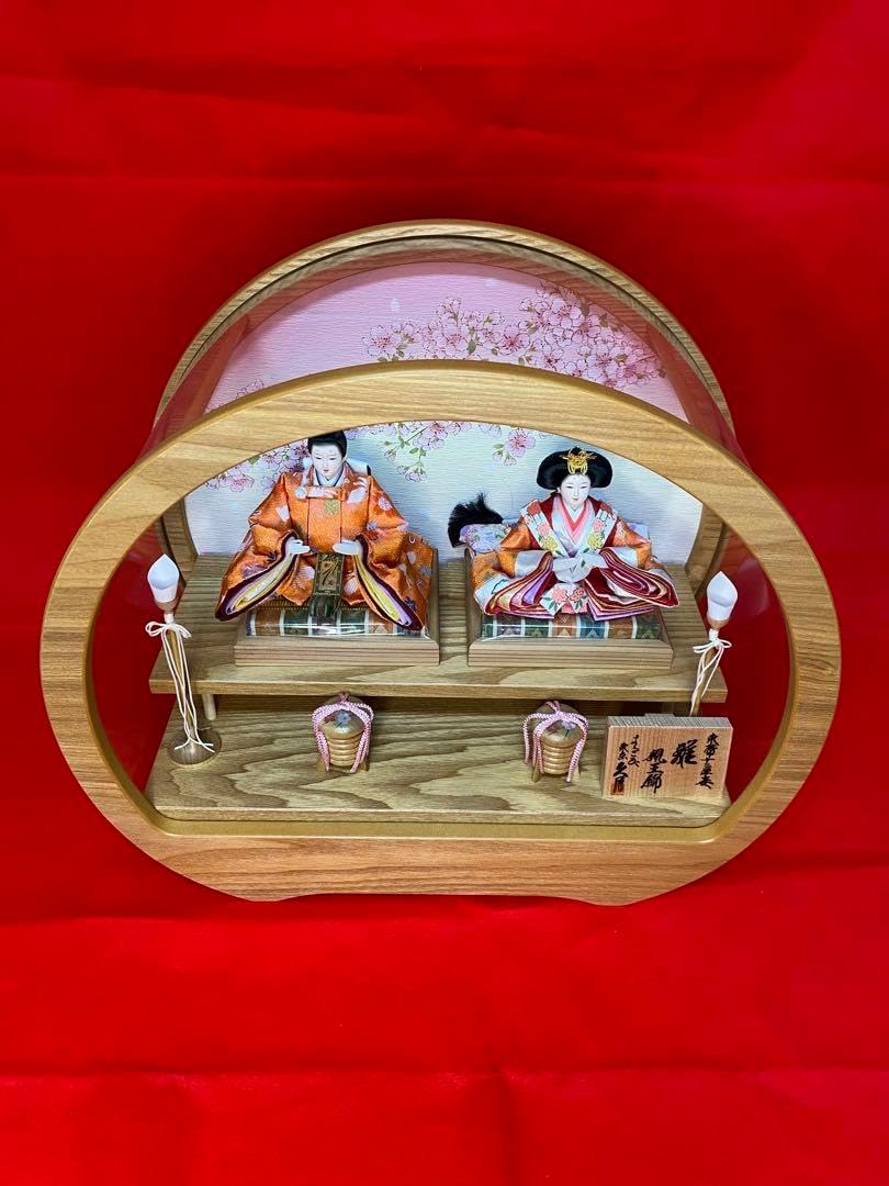 東京久月 雛人形親王飾り円形アクリルケース・間口約45×奥行約24