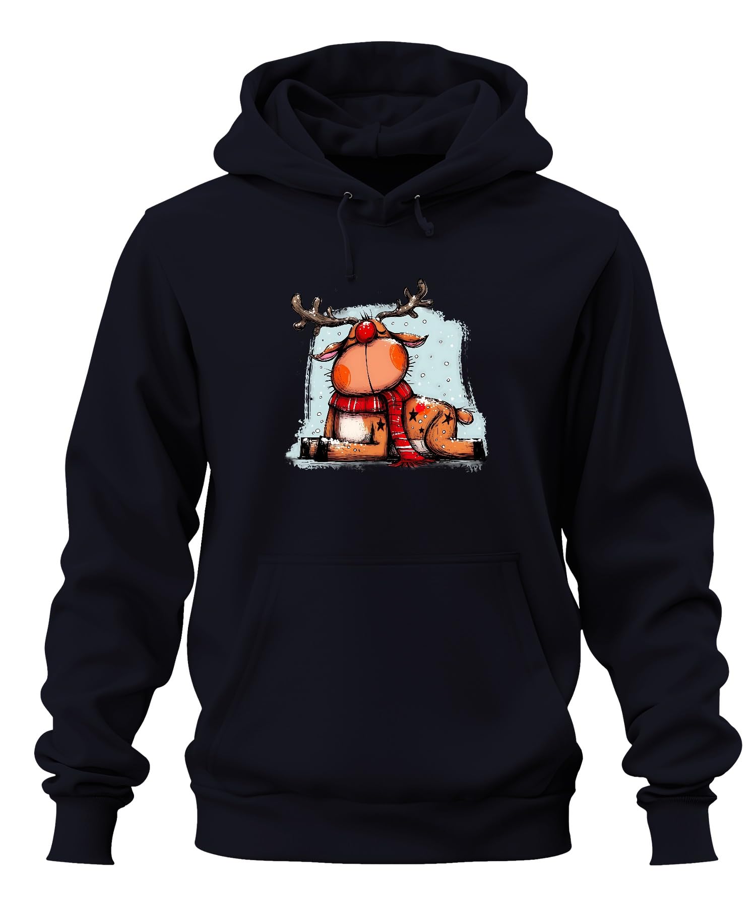 Rudolf renifer Boże Narodzenie czerwony nos czerwony szal prezent unisex bluza z kapturem bluza z kapturem