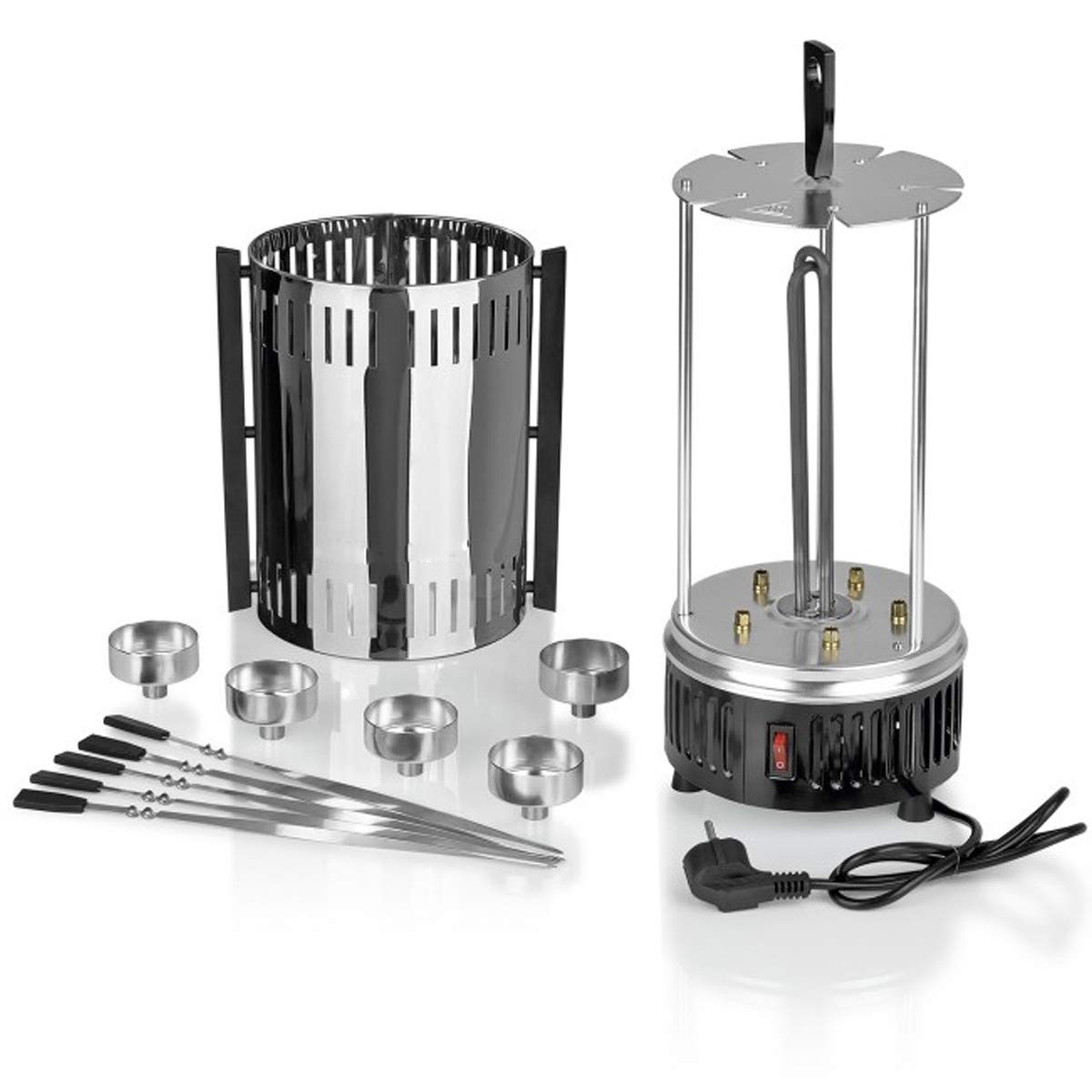 PRAGALBHI Electric Power Vertical Bbq Stainless Steel Broiler Bbq Tong Oven Home Smokeless Electric Grill Kebab Machine, Free Standing-image-34