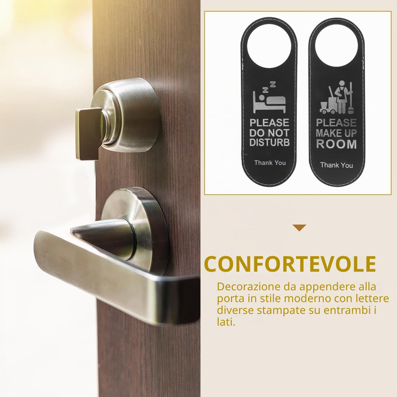 ifundom Cartello "Non Disturbare" per Porta Ufficio e Hotel, Appendiporta Privacy Double Face (Per Favore Pulire la Camera), Targhetta Maniglia in PVC Resistente per Alberghi, B&B e Studio, 10 Pezzi