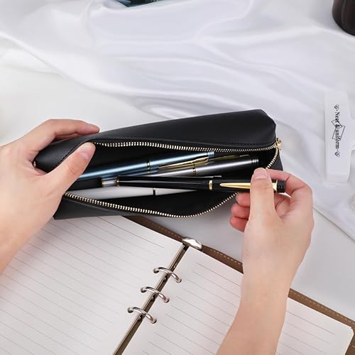 Miniatura 4 de iSuperb Estuche de lápiz PU Bolsa de cuero para lápices Bolsa delgada Bolsa de papelería encantadora Bolsa de cosméticos portátil Bolsa organizadora