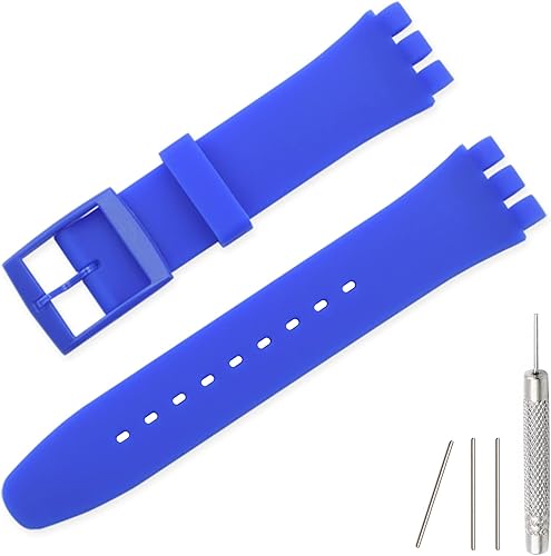 Vista 29 de Lijinlan Correa de silicona de repuesto para Swatch de 0.669 in, 0.748 in, 0.787 in, correa de reloj impermeable para Swatch