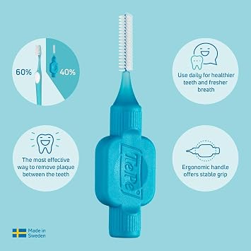TePe Interdental Brushes Original Yellow 8 Brushes (8 pieces) Plaque removal effective cleaning of interdental spaces for medium-sized interdental spaces