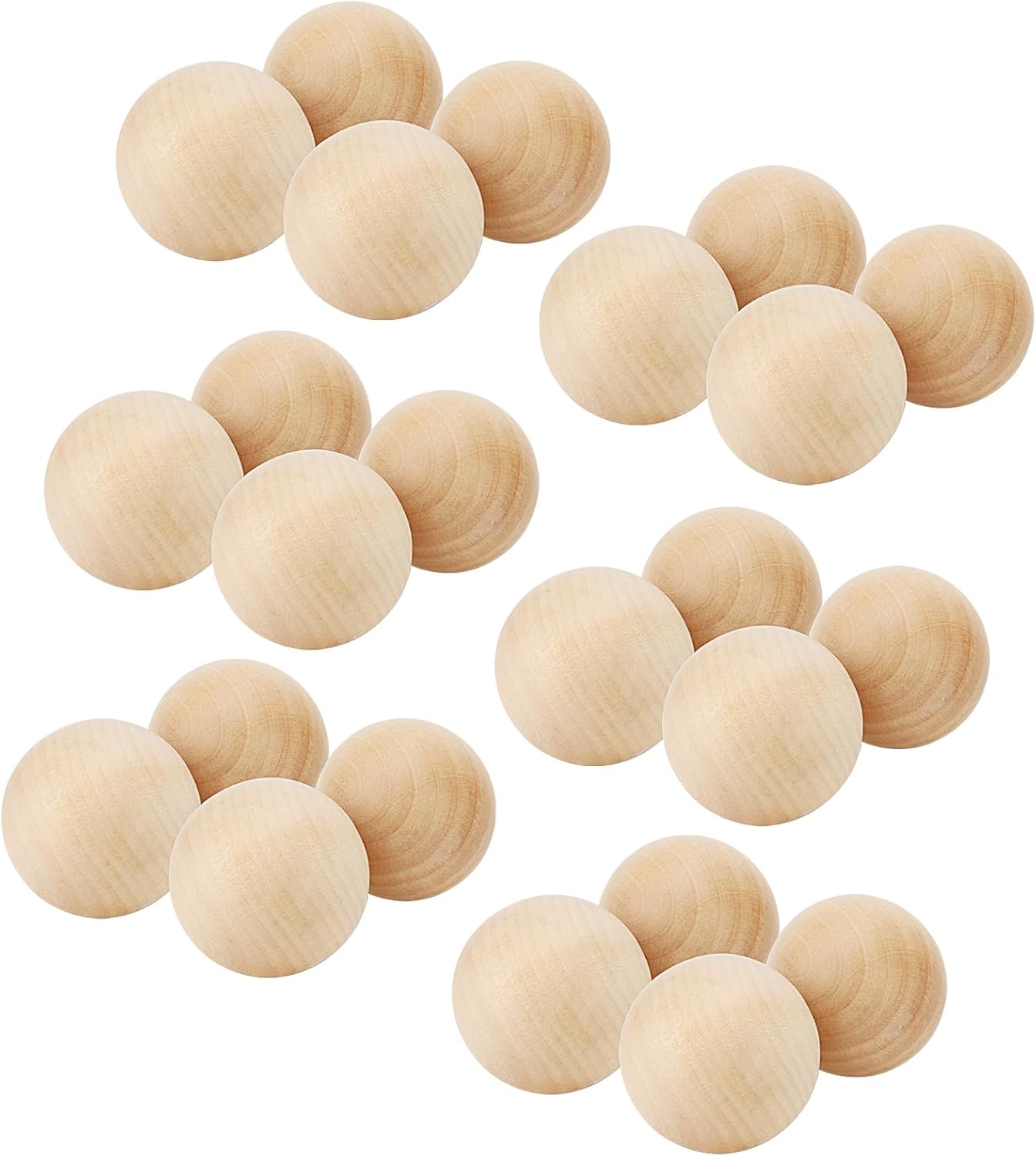 SOUJAP 24 PCS 2 Inch Round Wooden Ball, Natural Unfinished Wood Ball, Sphere Hardwood Ball for Crafts and DIY Projects Decoration (Pack of 2)