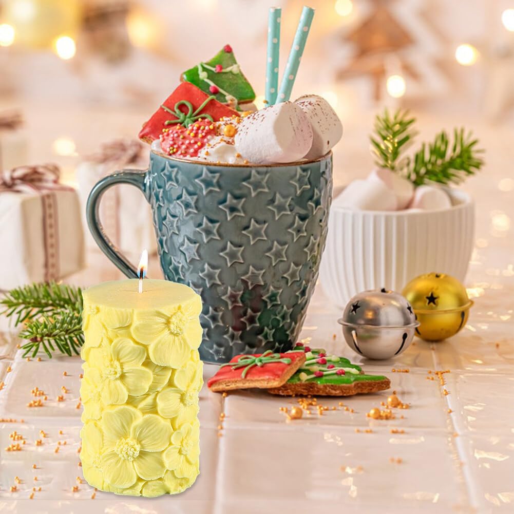 Molde de Silicona Flores Columnas Velas Moldes para Jabón Hecho a Mano Velas Fragantes Yeso Artesanía Adornos