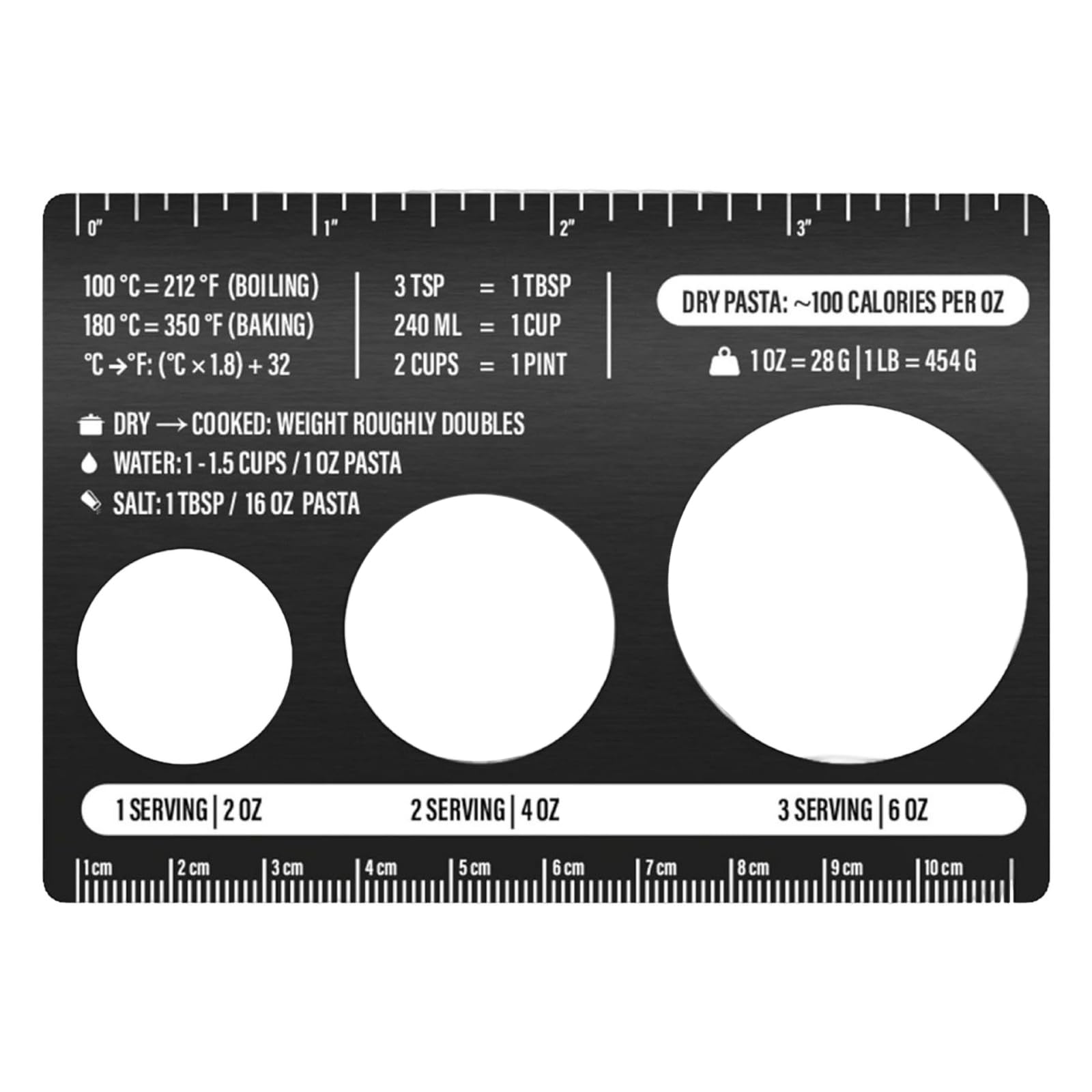 Pasta Measuring Scale with Calorie Indicator, Stainless Steel Texture for Perfect Portions and Calorie Calculation, Pasta Portion Ruler