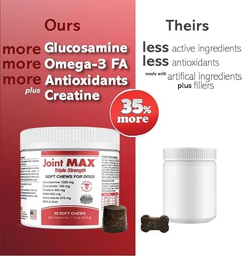 Vista 33 de PHS Joint Max Triple Strength (TS) Masticables suaves para perros, glucosamina, condroitina, MSM, cúrcuma, Omega 3, alivio del dolor de cadera