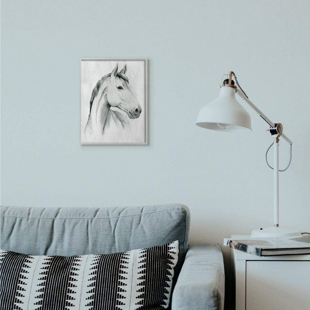Stupell Industries Horse Portrait Grey Drawing Design