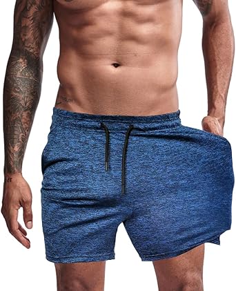 Muscle Cmdr Mens Workout Shorts 5 Inch Inseam Bodybuilding Athletic Running Shorts Quick Dry