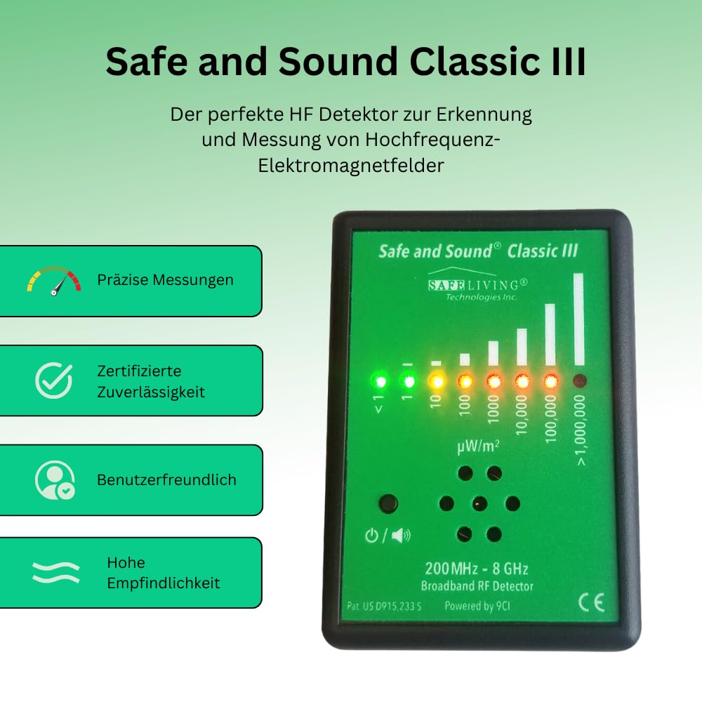 Safe and Sound Classic III HF-Detektor EMF-Messgerät elektromagnetische Strahlung 5G