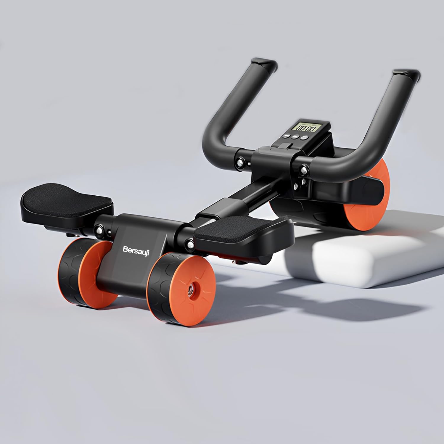 Bersauji2024 New Ab Roller Wheel with Elbow Support, Adjustable Automatic Rebound Abdominal Wheel Roller for Core Work Out Home Fitness Equipment for Women Men (Black)