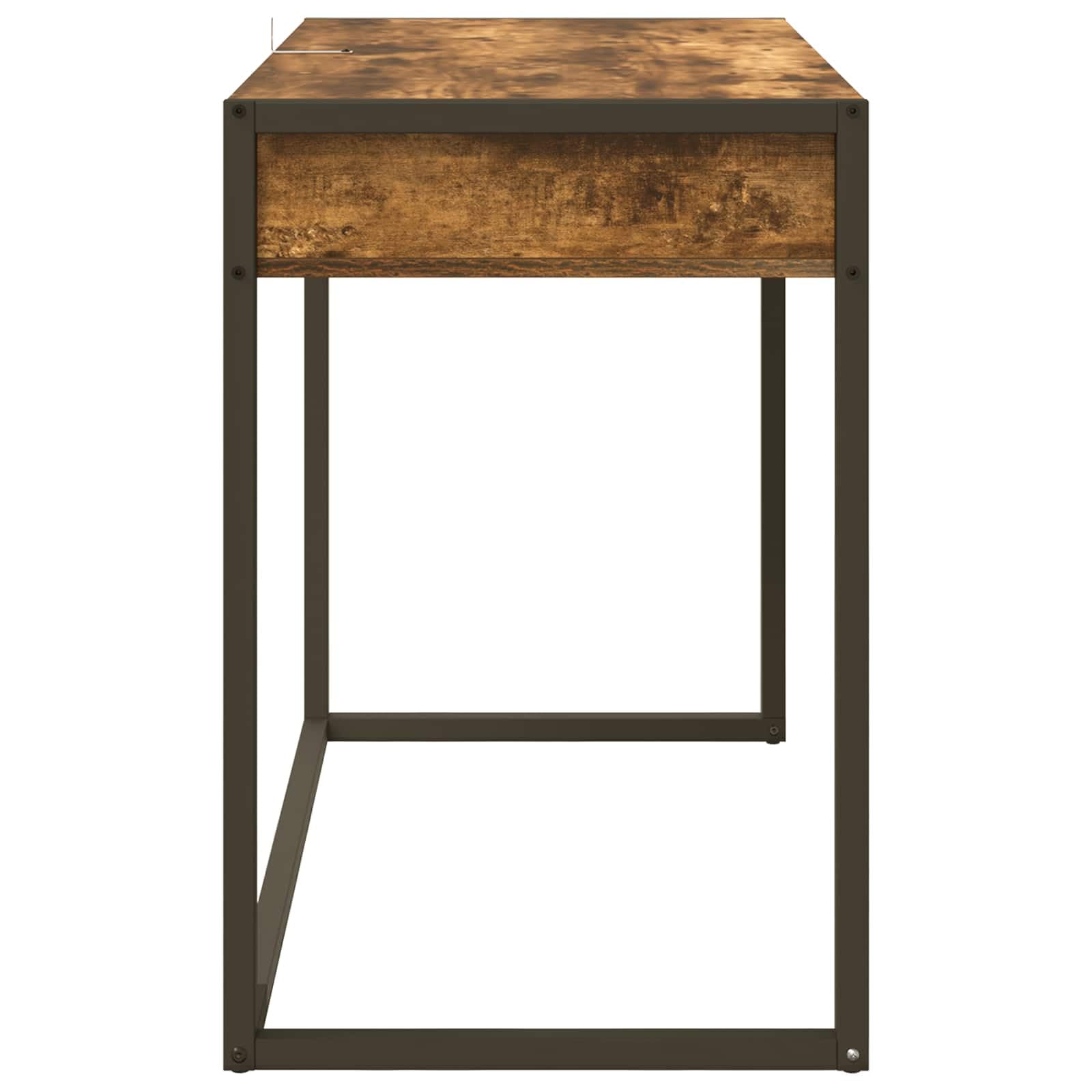 Scrivania in legno fumé, 100 x 50 x 75 cm, con gambe in acciaio, per ufficio, computer, laptop, postazione di lavoro, ergonomica, salvaspazio, per studio e camera dei ragazzi
