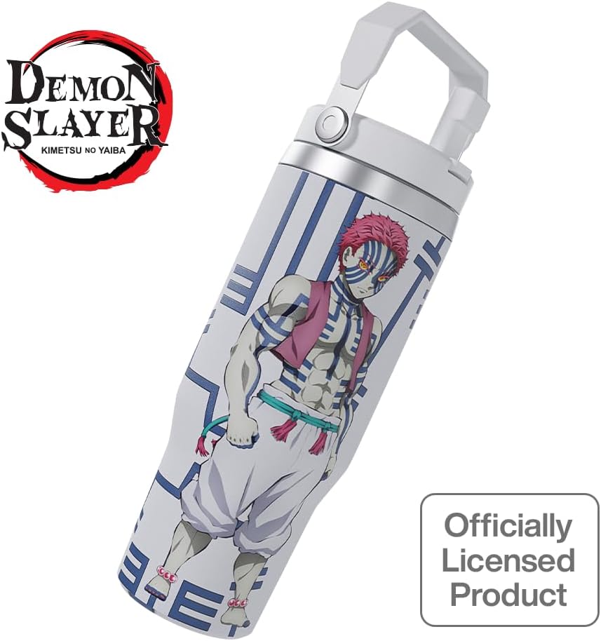 Demon Slayer Kimetsu No Yaiba Akaza Tumbler with Lid, 30 Oz Water Cup, Vacuum Insulated, Anime Water Bottle, Reusable Insulated Stainless Steel tumbler for Water, Iced Tea or Coffee - Image 2