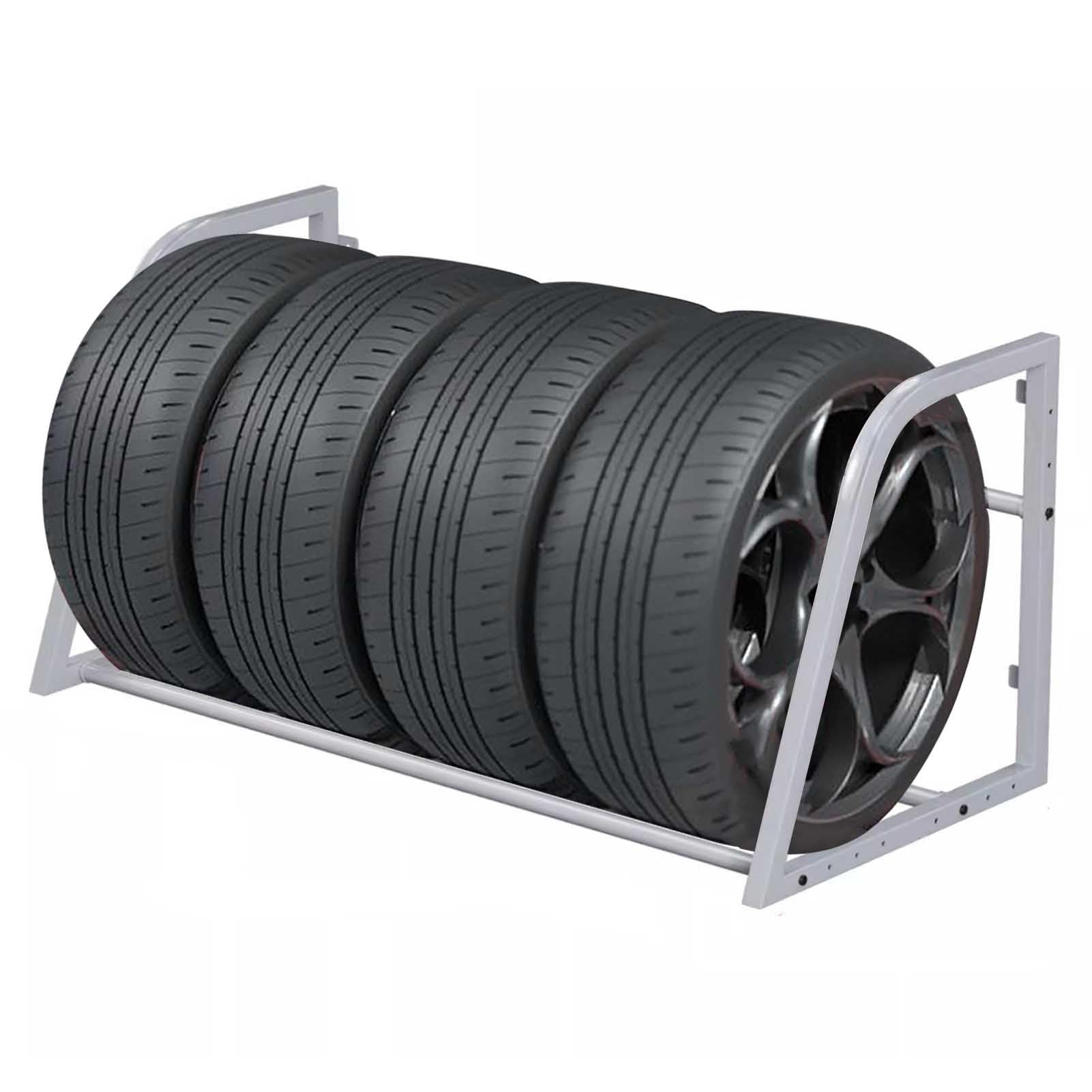 Supporto per Pneumatici da Garage, Supporto per Pneumatici in Metallo Argentato da Parete, ripiano per riporre Pneumatici da Garage, Supporto per Organizer multilivello, espositore per pneum