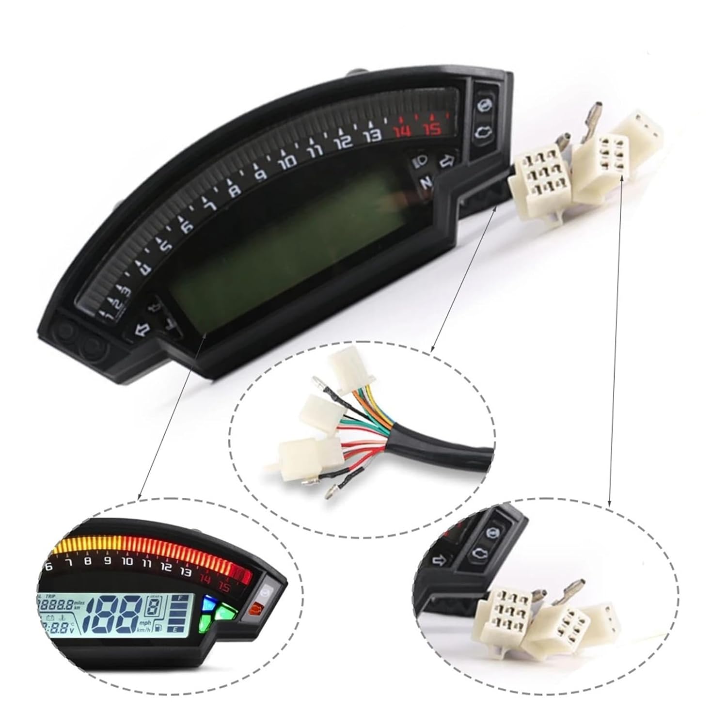 Motorcycle Speedometer Tachometer Universal Digital Motorcycle Speedometer Odometer Tachometer Fuel Gauge Meter Modification Accessories