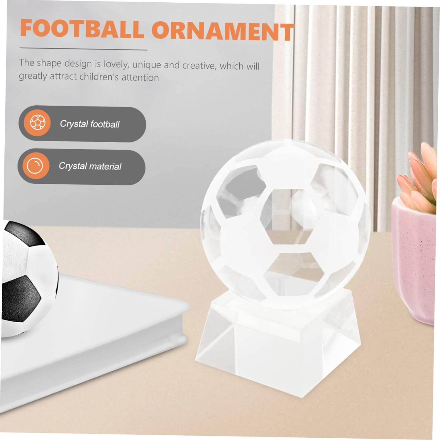 Unique Crystal Soccer Ball Stand Football Decoration Football Ornament for Party