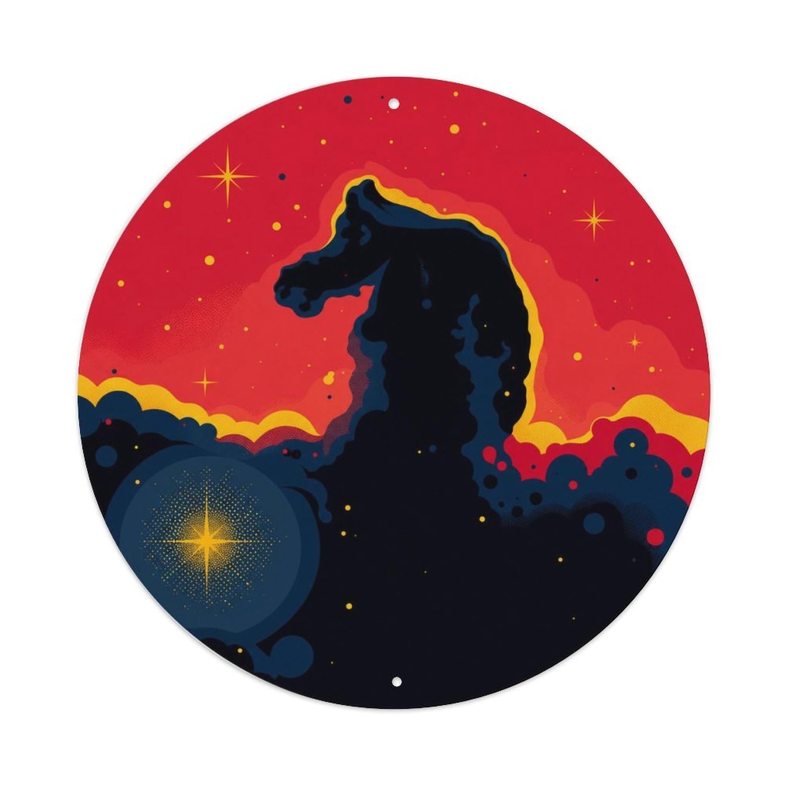 Galaxy Astral Horsehead Nebula Celestial Universe Metal Tin Sign Plaque Wall Decor for Cafe, Man Cave, Club Bar, Office, Home Garden Round Metal Poster 8x8Inch