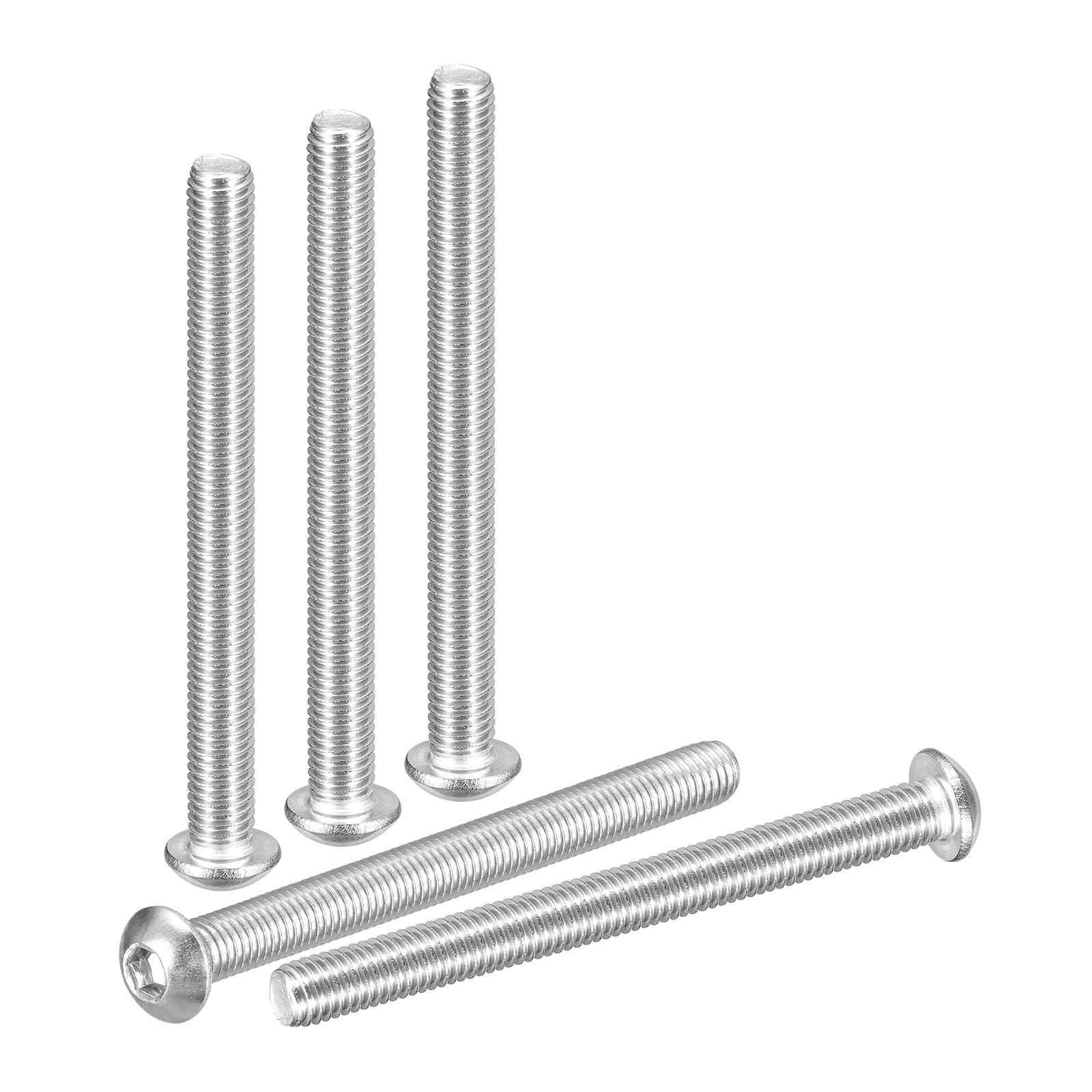 DTGN M8-1.25x95mm Button Head Socket Cap Screws - 10Pack - Good for Road Bicycle, Mountain Bike, Auto, Motorcycle - 304 Stainless Steel Whitewashed - Hex Socket Drive Fasteners