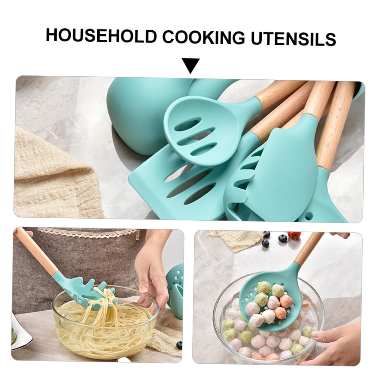 Cabilock Casseroles avec Manche Bois Ustensiles de Cuisine Accessoires Simples Ménagers