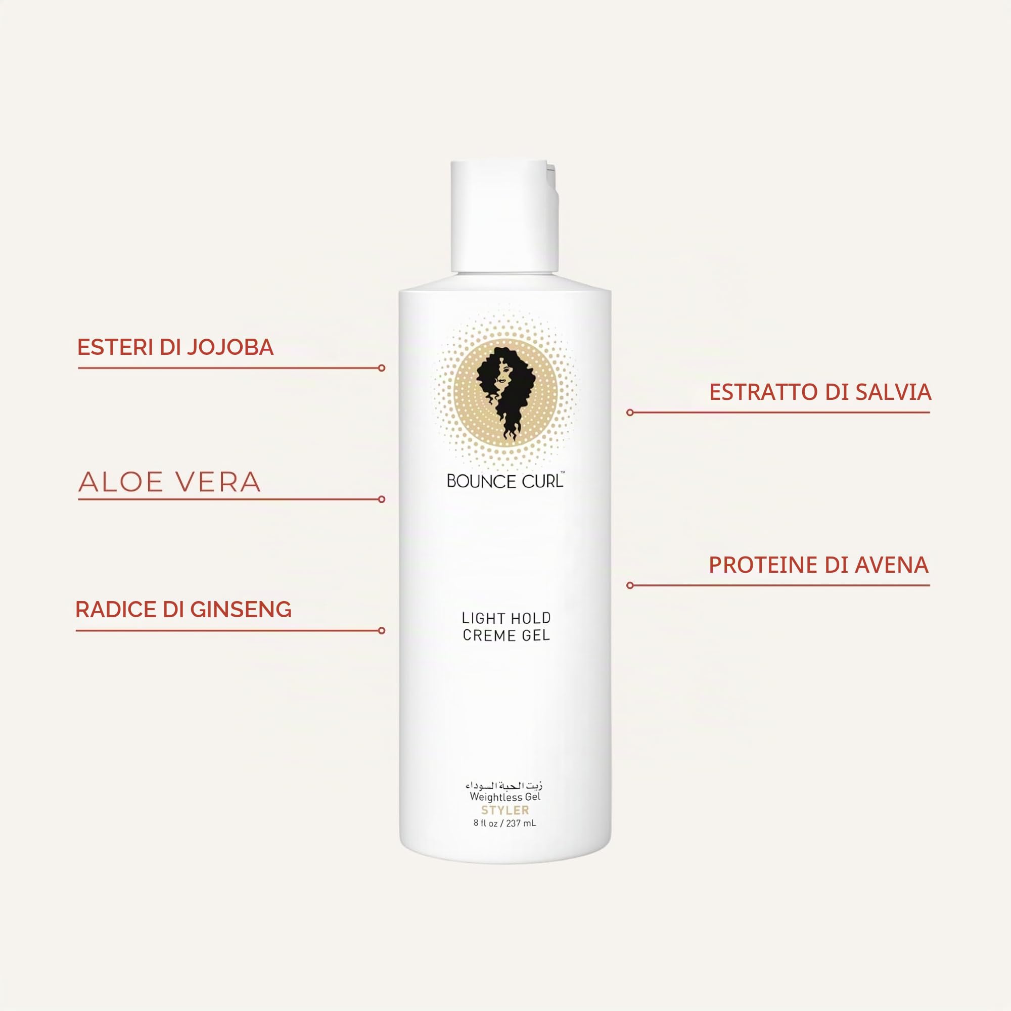 Bounce Curl Light Creme Curly Hair Gel | Curly Hair Styling Gel | 238ml