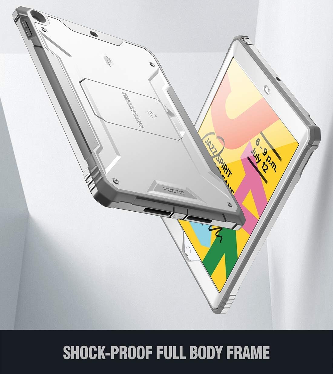 40% Off Discount Poetic Revolution Case Designed for iPad 10.2 9th Generation (2021) / 8th Gen (2020) /7th Gen (2019) Case, Full-Body Rugged Shockproof Protective Cover with Kickstand Built-in Screen Protector, White