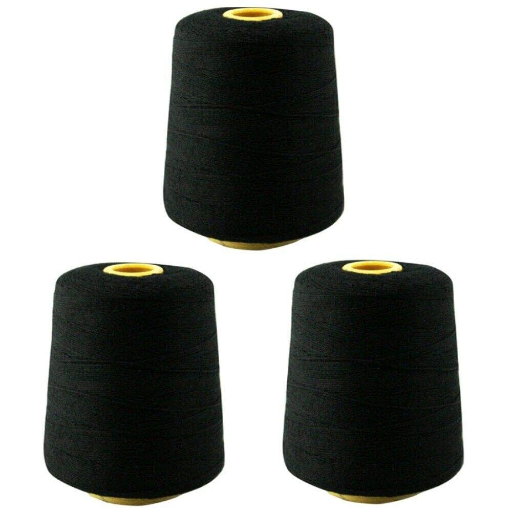 3 Cones Black Portable Hand Held Bag Closer Machine Thread - 8 Oz. Cones