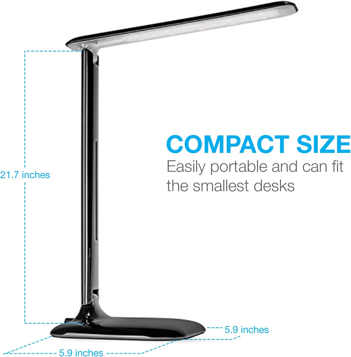 Vont Dimmable LED Desk Lamp - Elegant, Modern and Adjustable - 3 Colors - 5 Brightness Levels - Reading, Studying & Relaxation Modes -Environmentally Friendly - Black