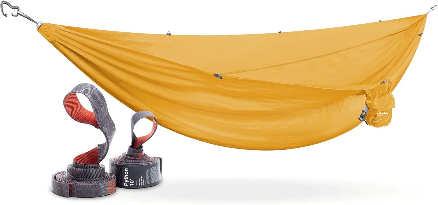 KAMMOK: Roo Double Hammock +Python 10' Bundle | Our Bestselling Hammock & Tree Friendly Straps | 100% Recycled Water Resistant Ripstop Fabric | Lifetime Adventure Grade Warranty, Sunflower Gold