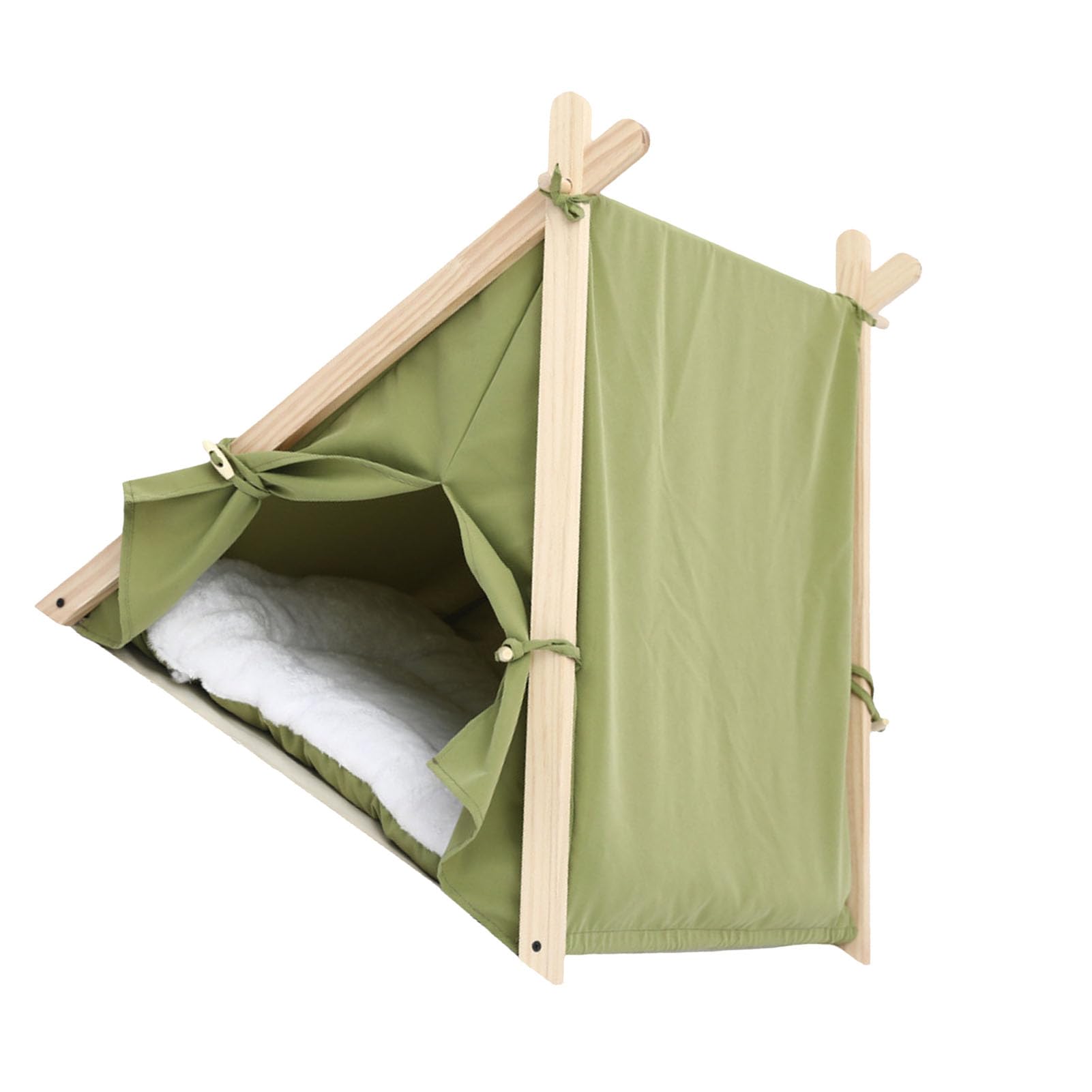 Tente Tipi Pour Animaux De Compagnie Pour Chiens Et Chats, Maison Pour Chien D'intérieur Portable De 23,8 Pouces, Tente Tipi Pour Chat Lavable (5 Couleurs En Option)(草绿色)