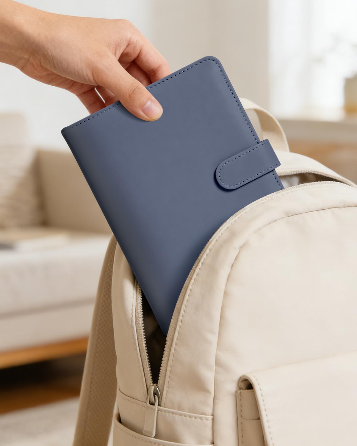 Quaderno A5 Ricaricabile in Pelle PU – Set Completo con 165 Fogli, Tasche Zip e Divisori – Organizer per Scuola e Lavoro (Blu aeronautica, A5)
