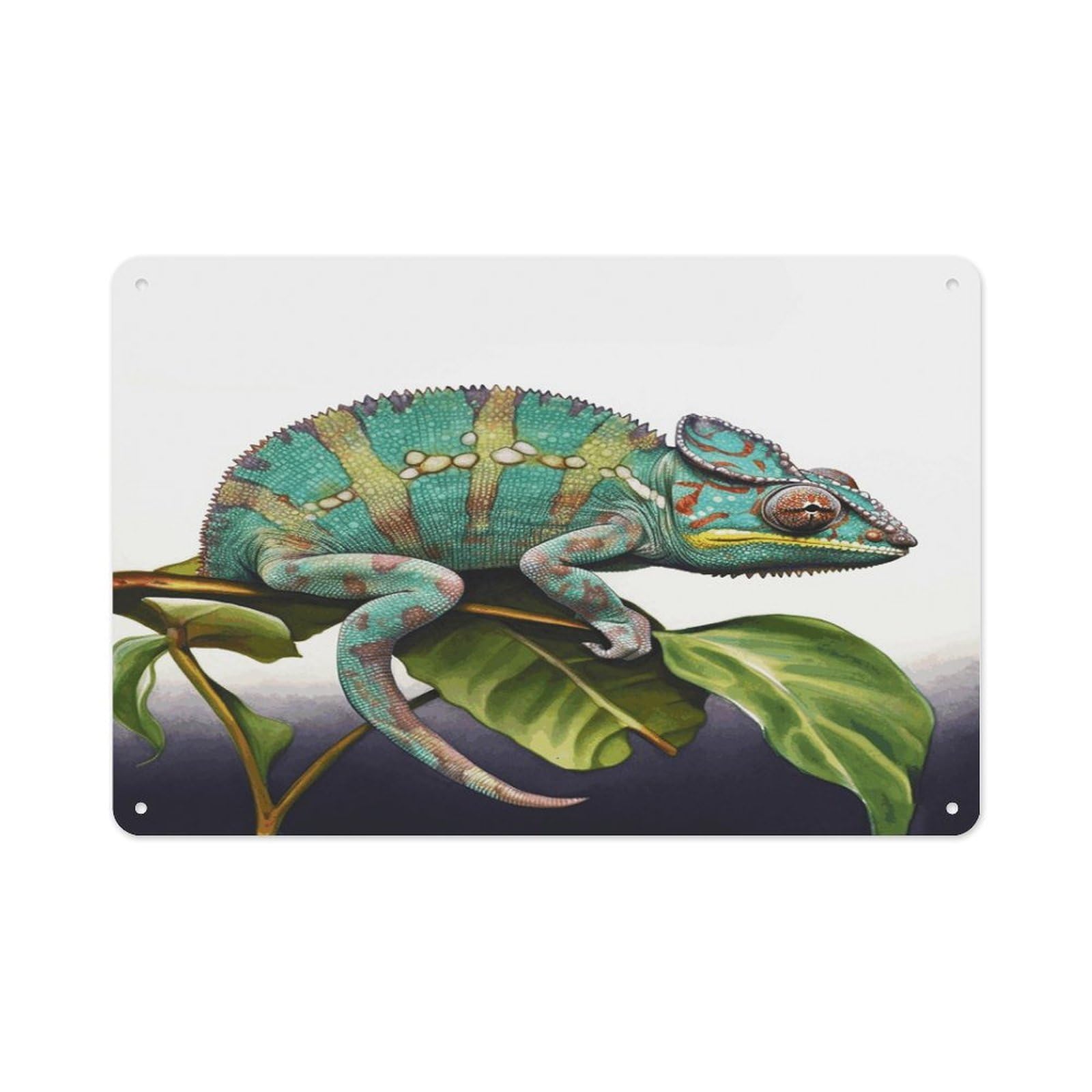 Chameleon Rectangle Aluminum Sign Vintage Horizontal Aluminum Plate Multi-Purpose Decoration Painting Farmhouse Style Metal Sign for Home Door Office Cafe