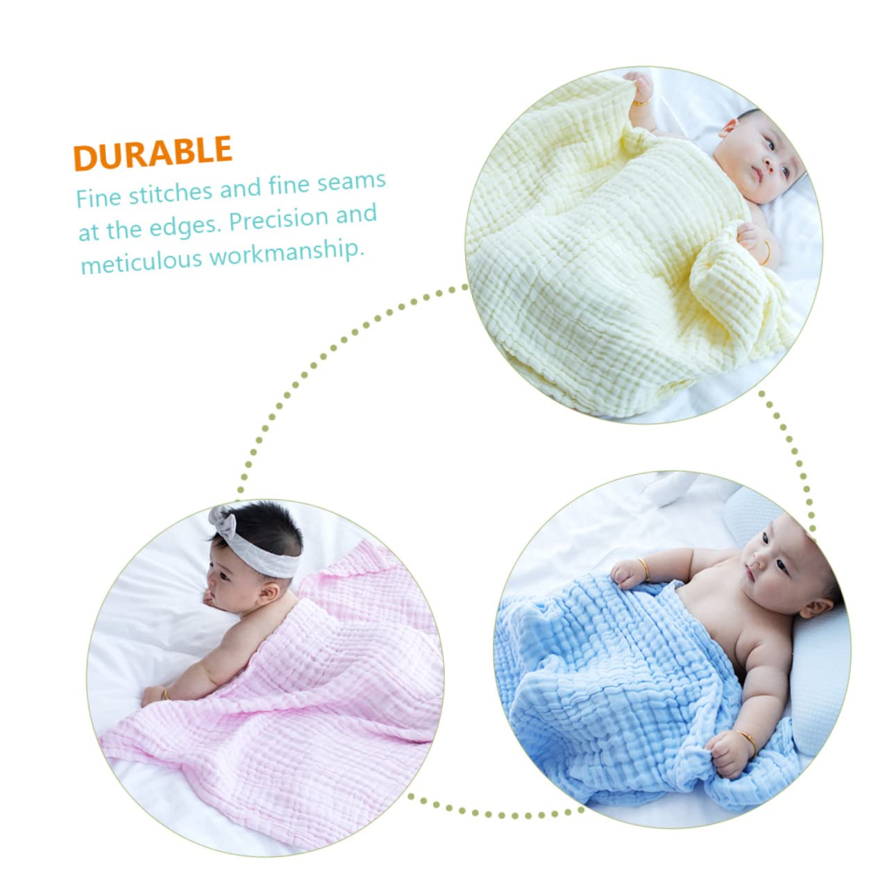 UPKOCH 3 Stück Puckdecke aus Baumwolle für Neugeborene Leichte und Weiche Babydecke für Drinnen und Draußen Atmungsaktive Babybadetücher