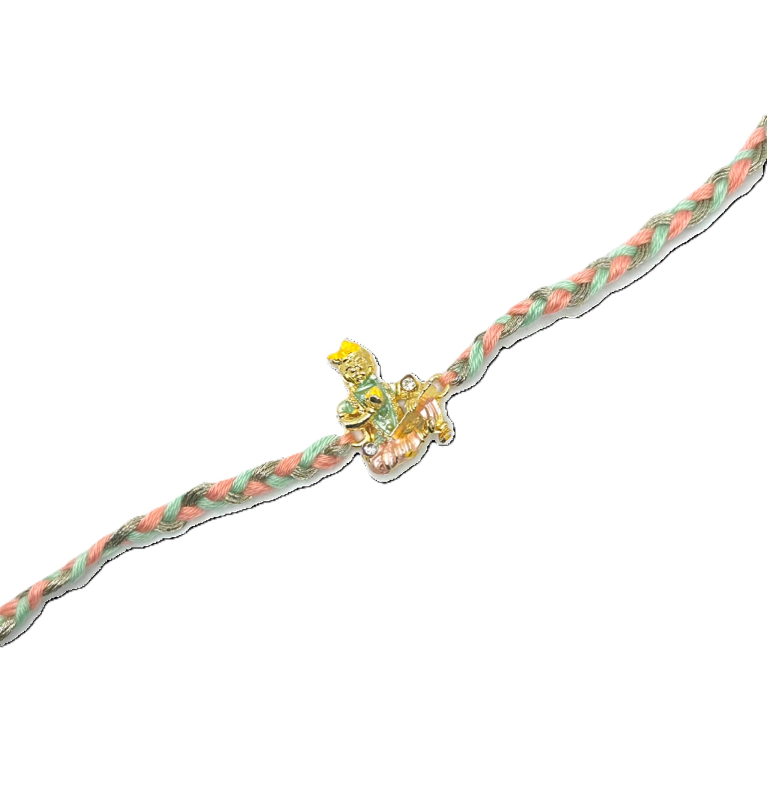 GenericElegant Handcrafted Rakhee with Krishna Charm for Raksha Bandhan - Traditional Multicolor Thread Bracelet, Large, various, BE001