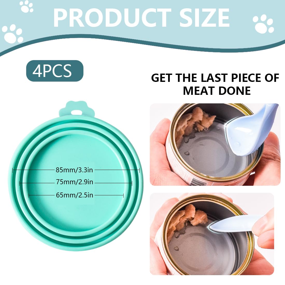 2 Tappi in Silicone per Lattine con 2 Cucchiai, Coperchi Universali per Cibo per Animali, Adatti a 3 Misure Standard (Rosa, Verde)