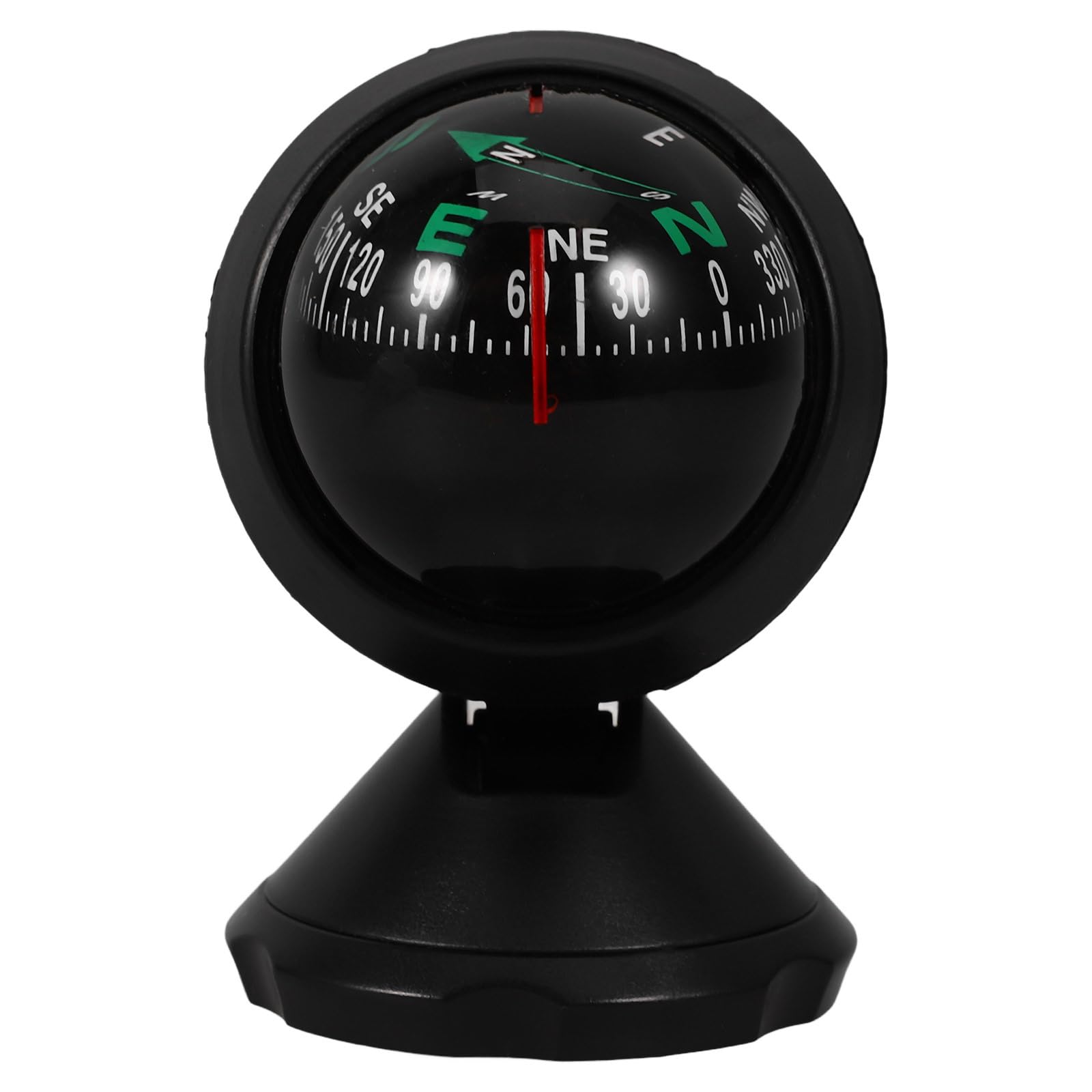Homoyoyo Adjustable Car Compass with Stick-On Base | Universal Dashboard Navigation Tool for Cars, Boats & Outdoor Hiking | Bubble Ball Design Direction Guidance Accessory (Black, 2.5 Inch)