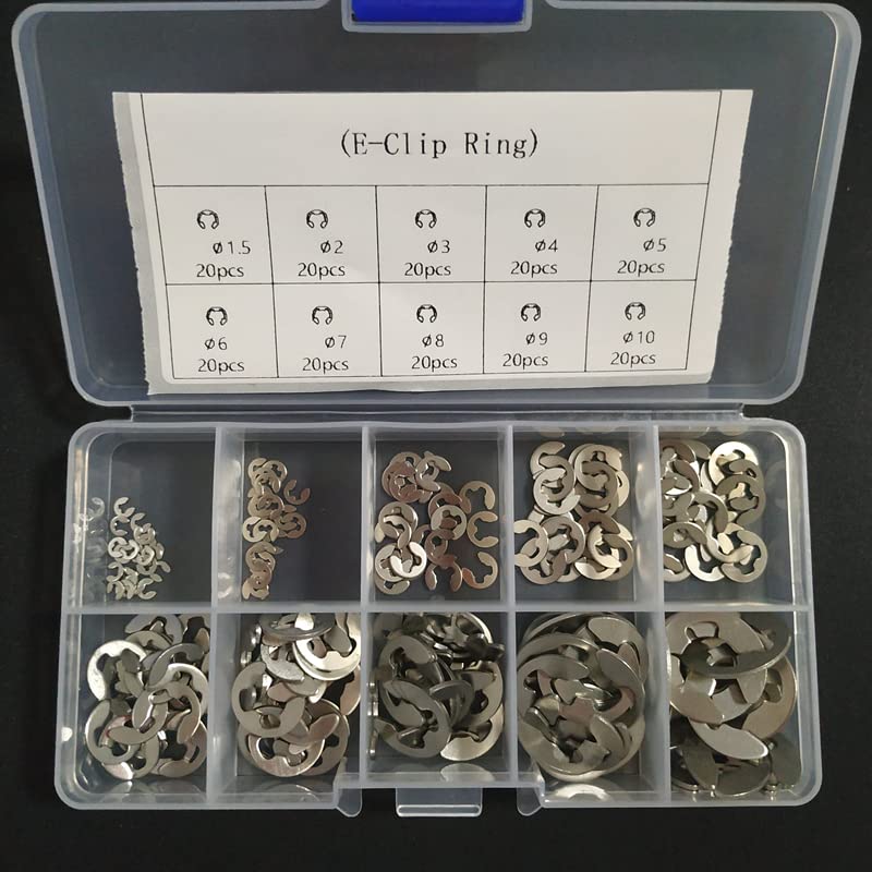 200/50pcs GB896 DIN6799 A2 304 Stainless Steel E Clip Circlip for Shaft Bearing Retaining Ring Washer Snap Collar - (Inner Diameter: M7 50pcs)