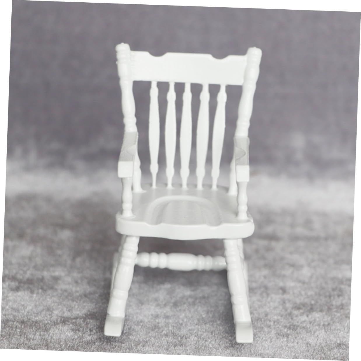 BESPORTBLE Scale Miniature White Rocking Chair for Dollhouse Living Bedroom Realistic Micro Model Furniture Smooth Surface Replacement Accessory for Mini House Decor