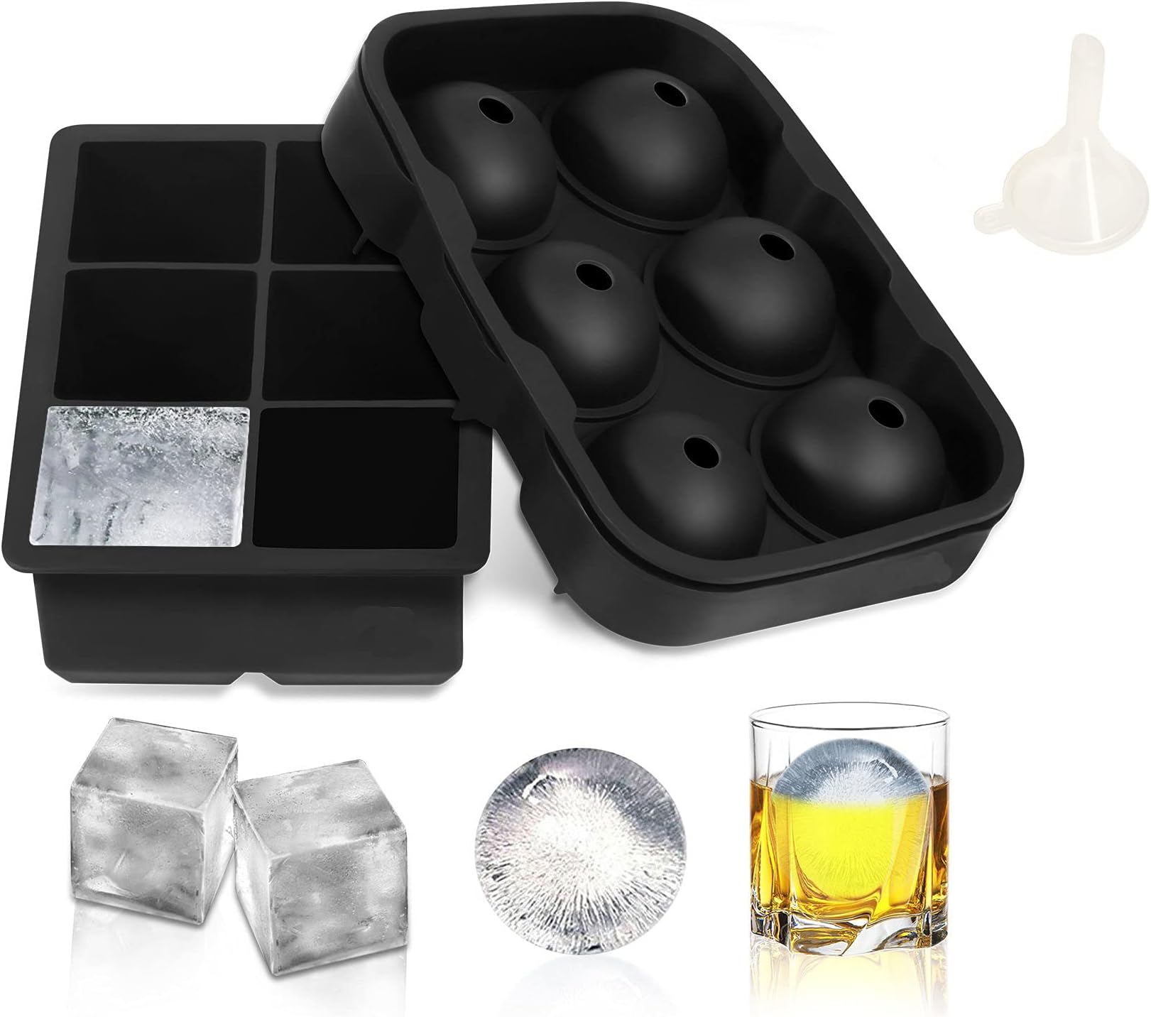 RoyalPolar Cocktail Whiskey Ice Maker Ice Cube Tray Bar Kitchen Accessories BPA Free Martini Cocktail Shaker, Bar Tool, Electric Wine Bottle Openers Set (Set of Two)