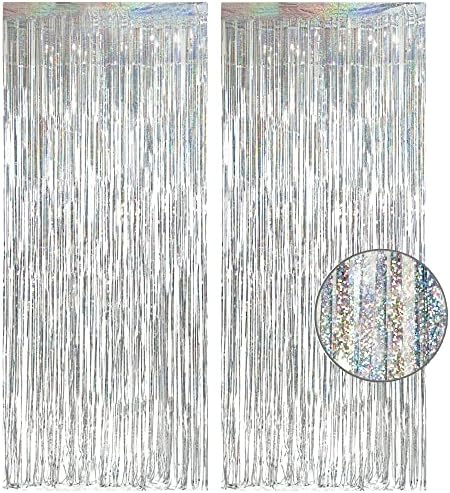 Pink and Blue Party Curtain - GREATRIL Tinsel Backdrop Streamers for Baby Shower Boy or Girl Gender Reveal Pastel Easter Birthday Party Decoration - 1m X 2.5m - 2 Packs