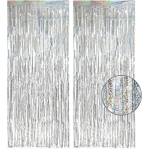 Silver Foil Fringe Tinsel Backdrop Curtains Cover