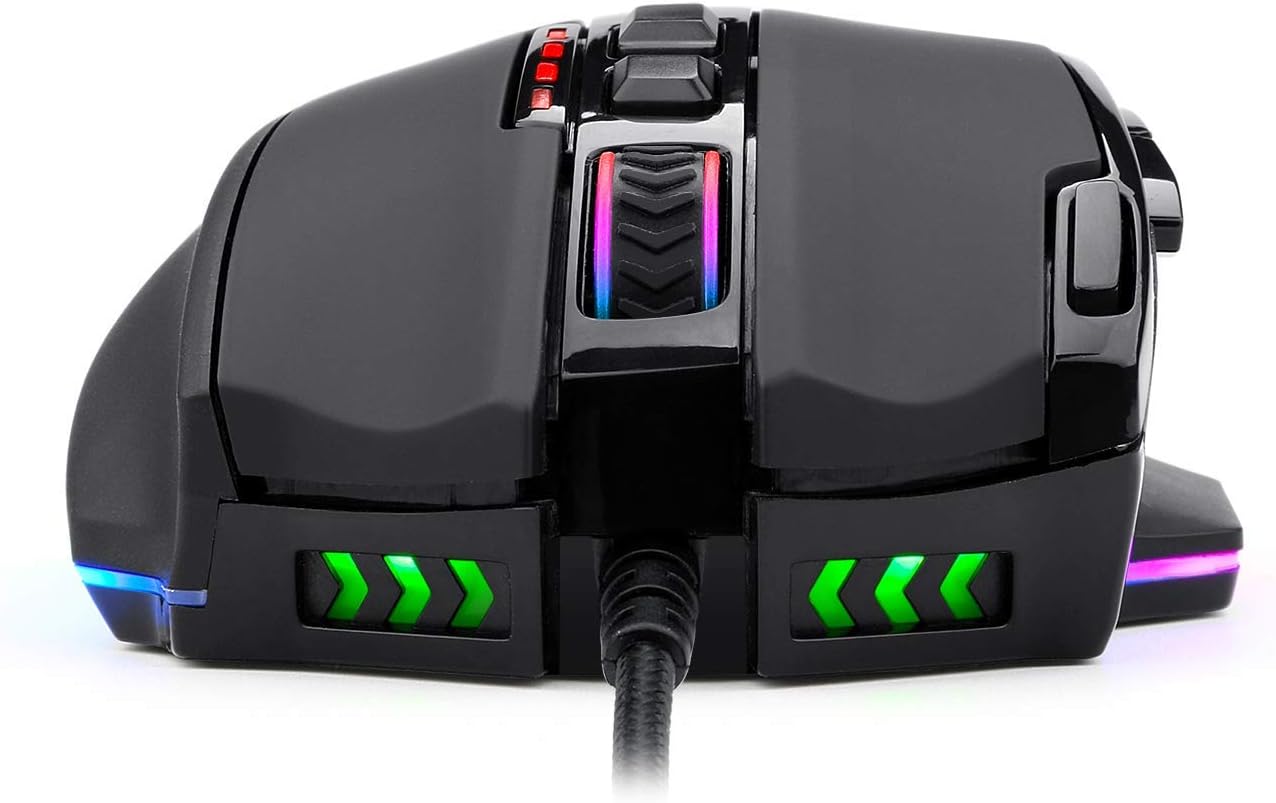 Redragon M801 PC Gaming Mouse LED RGB Backlit MMO 9 Programmable Buttons Mouse with Macro Recording Side Buttons Rapid Fire Button for Windows Computer Gamer (Wired, Black) (Renewed)