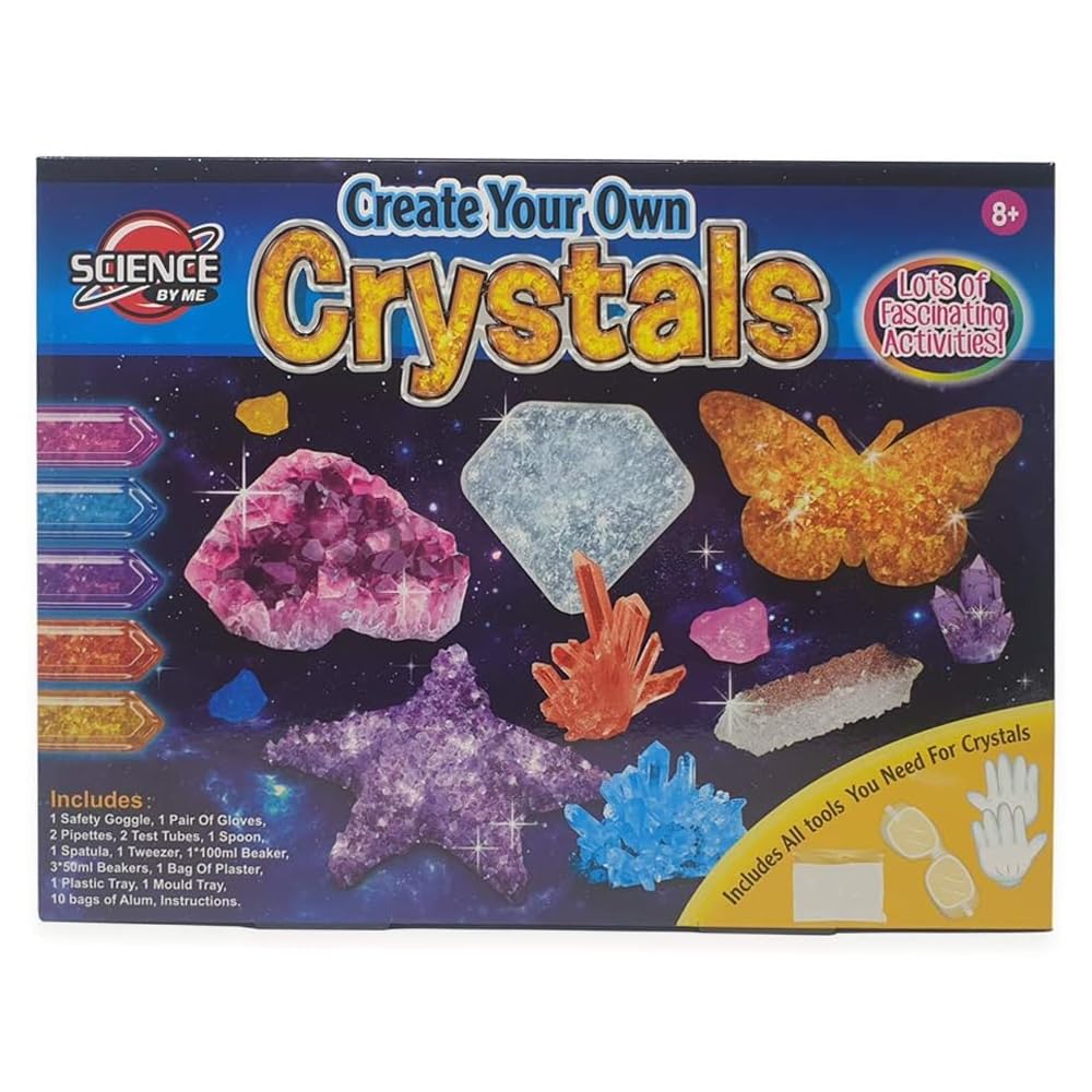 Crystal Growing Kit for Kids | Educational Science Kit - Grow Your Own Crystals in Variety of Shapes - Gift for Boys and Girls Ages 8 Years Plus