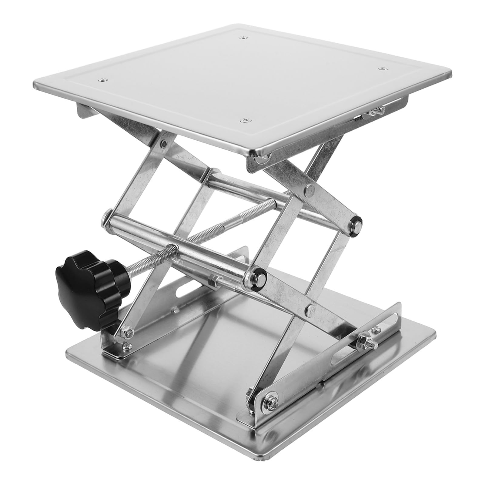 Soporte de elevación manual ajustable de acero inoxidable de 200 x 200 mm, mesa de plataforma para soporte de laboratorio