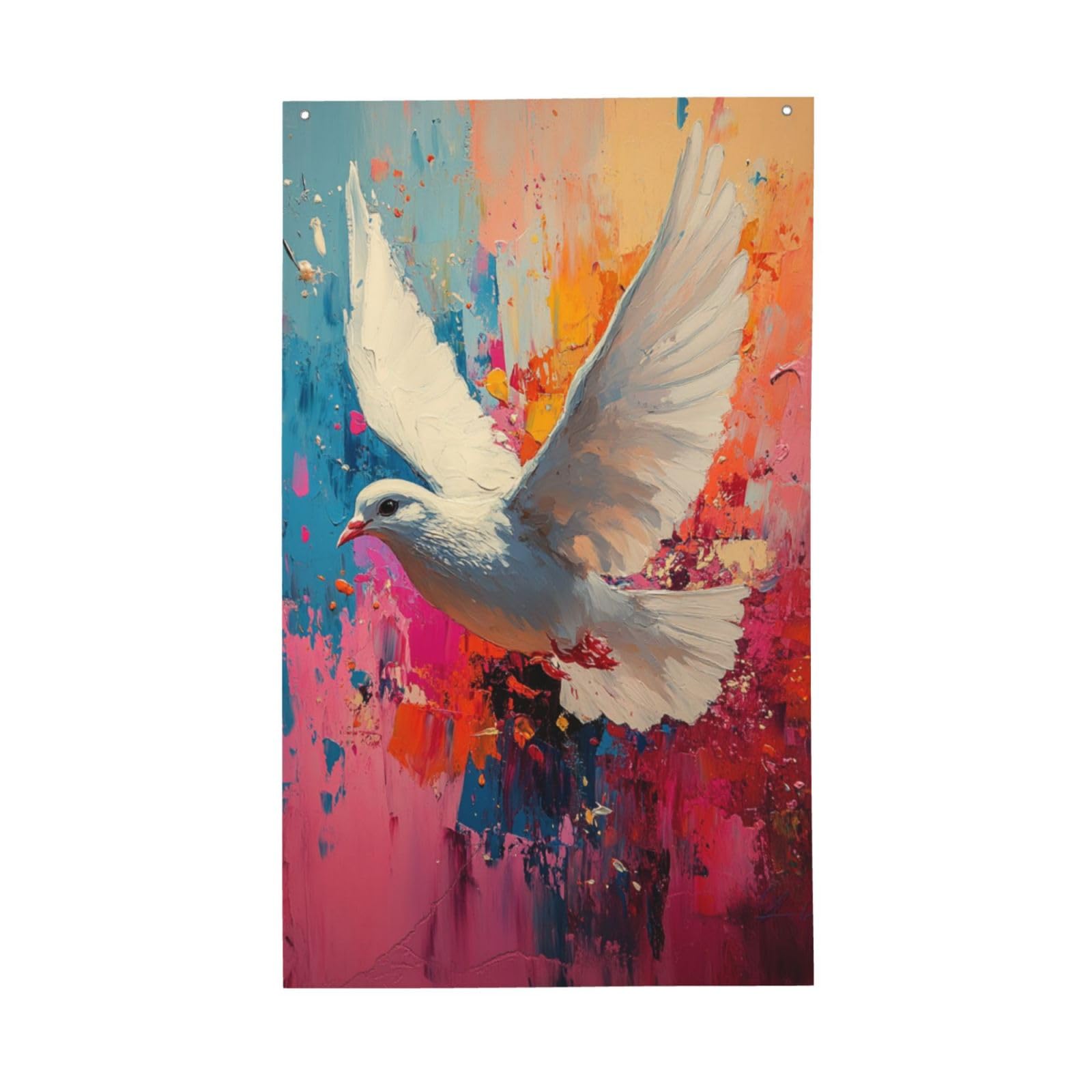White Dove In Flight Yard House Flags,3x5 Ft Season Greeting Banner With Grommets Indoor Outdoor Party Home Decorations