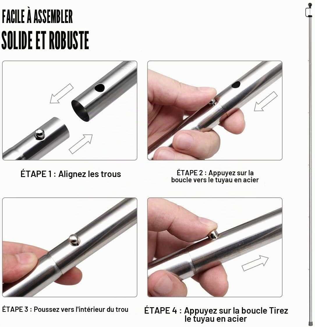 SAN LIKE Arceaux de Tente de Camping en Acier Inoxydable, Poteaux Mâts Barre Tige de Tente Camping, Poteaux Télescopiques Réglables pour Auvent de Tente pour Protection du Toit Contre Pluie